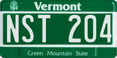 VT license plate NST204