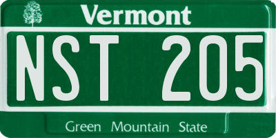 VT license plate NST205