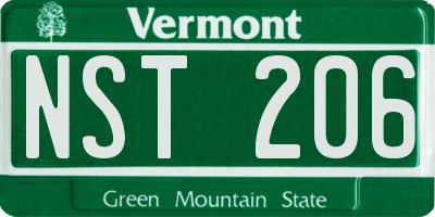 VT license plate NST206