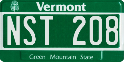 VT license plate NST208