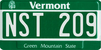 VT license plate NST209