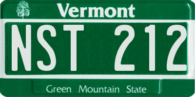 VT license plate NST212