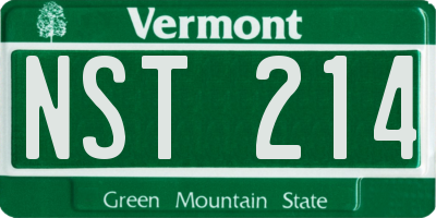 VT license plate NST214