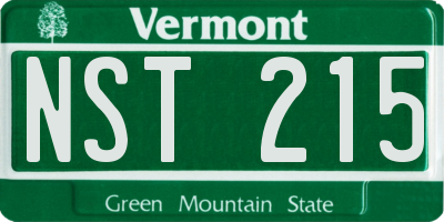 VT license plate NST215