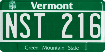 VT license plate NST216