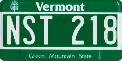 VT license plate NST218