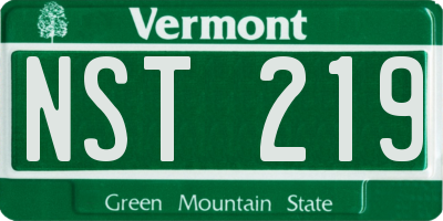 VT license plate NST219