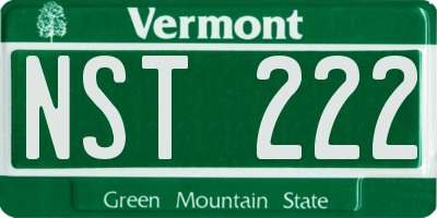 VT license plate NST222