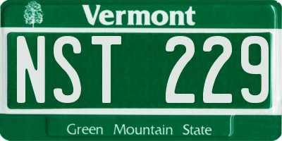 VT license plate NST229