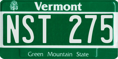 VT license plate NST275