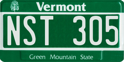 VT license plate NST305