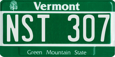 VT license plate NST307