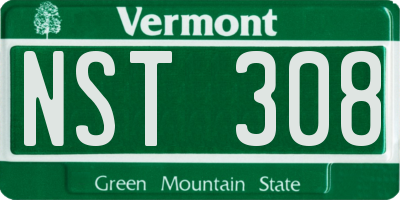 VT license plate NST308