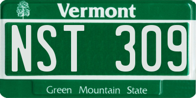VT license plate NST309