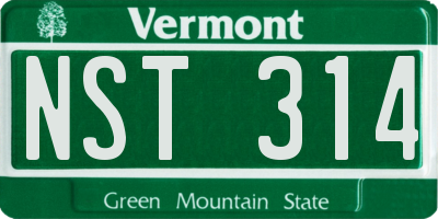 VT license plate NST314