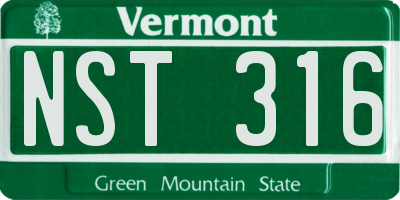 VT license plate NST316
