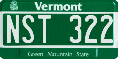 VT license plate NST322