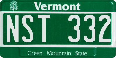 VT license plate NST332