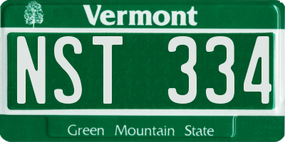 VT license plate NST334