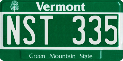 VT license plate NST335