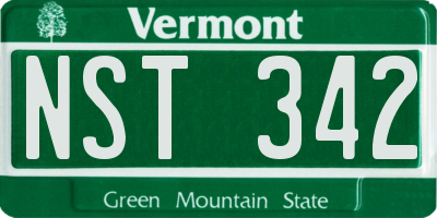 VT license plate NST342