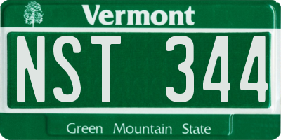 VT license plate NST344