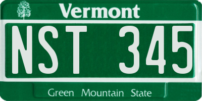 VT license plate NST345