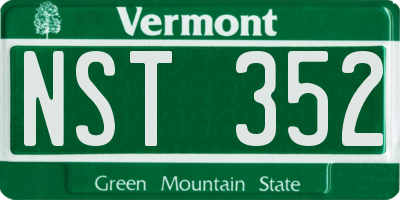 VT license plate NST352