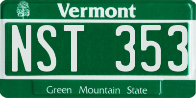 VT license plate NST353