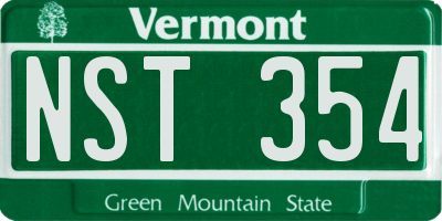 VT license plate NST354