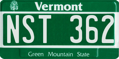 VT license plate NST362