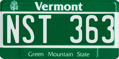VT license plate NST363