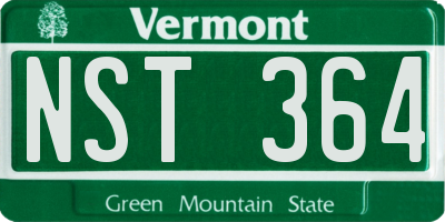 VT license plate NST364