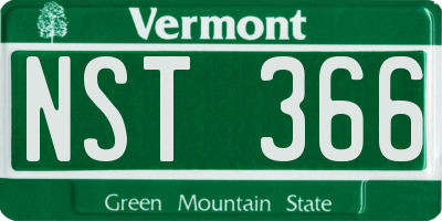 VT license plate NST366