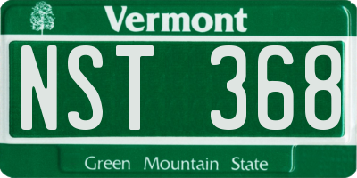 VT license plate NST368