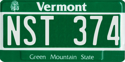 VT license plate NST374
