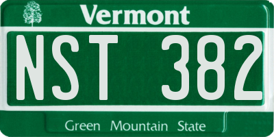 VT license plate NST382