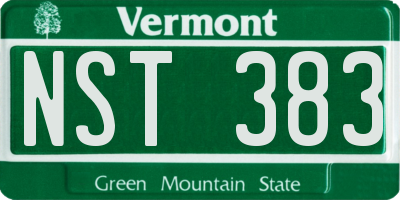 VT license plate NST383
