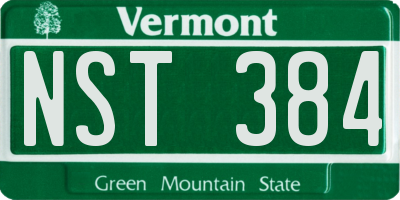 VT license plate NST384