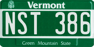 VT license plate NST386