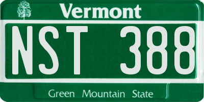 VT license plate NST388