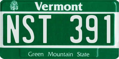 VT license plate NST391