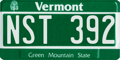 VT license plate NST392