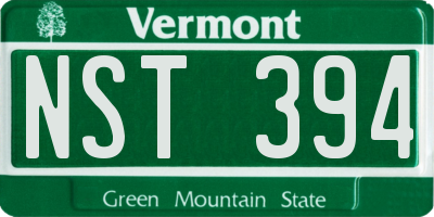 VT license plate NST394