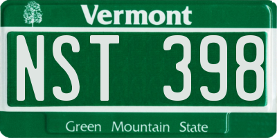 VT license plate NST398