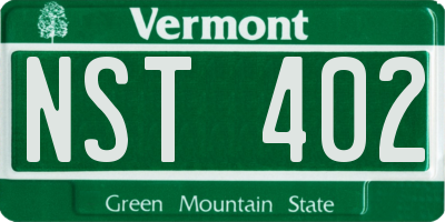 VT license plate NST402