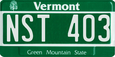 VT license plate NST403