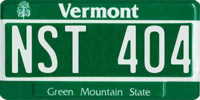 VT license plate NST404