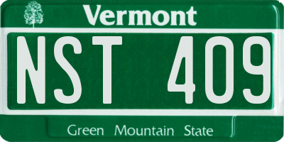 VT license plate NST409