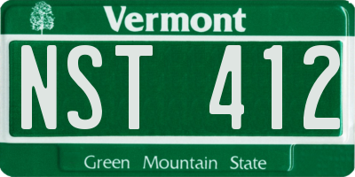 VT license plate NST412